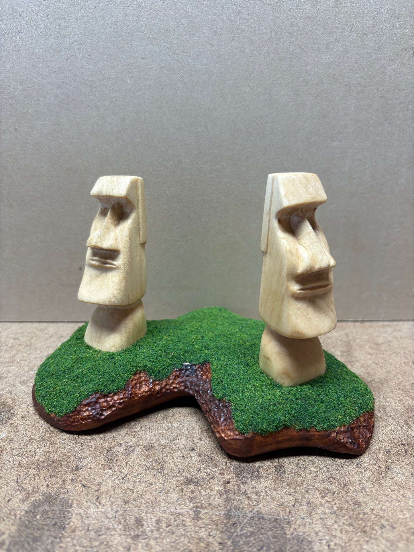 Hand-Carved Pair of Moai