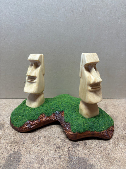Hand-Carved Pair of Moai