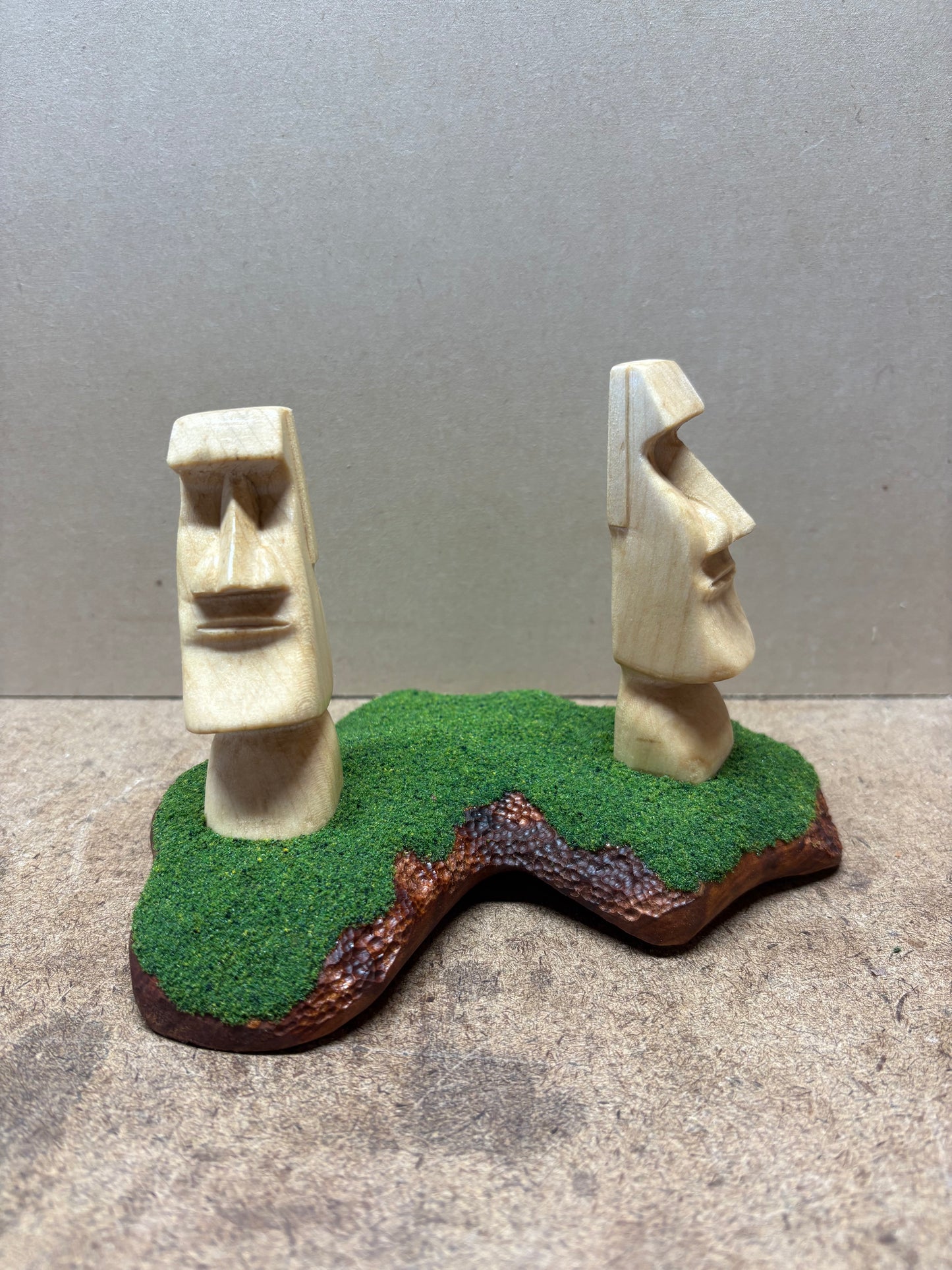 Hand-Carved Pair of Moai