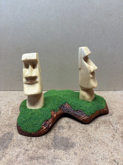 Hand-Carved Pair of Moai