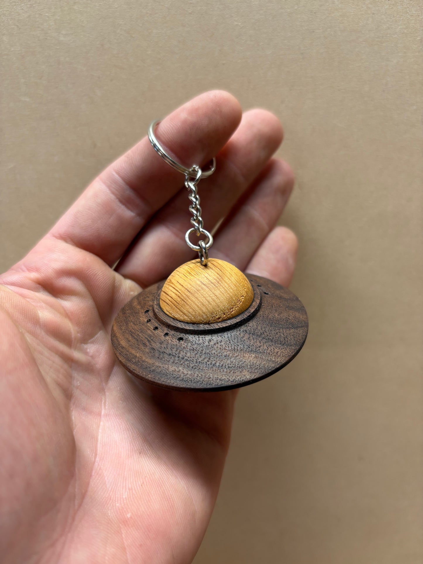 Mini UFO Keychain (Walnut)